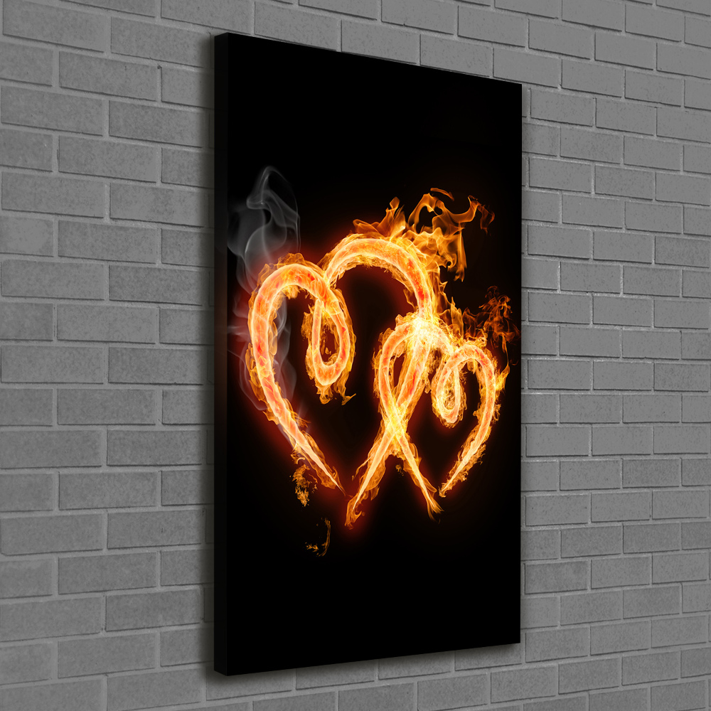 Large canvas wall art Burning hearts