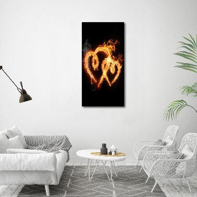 Large canvas wall art Burning hearts