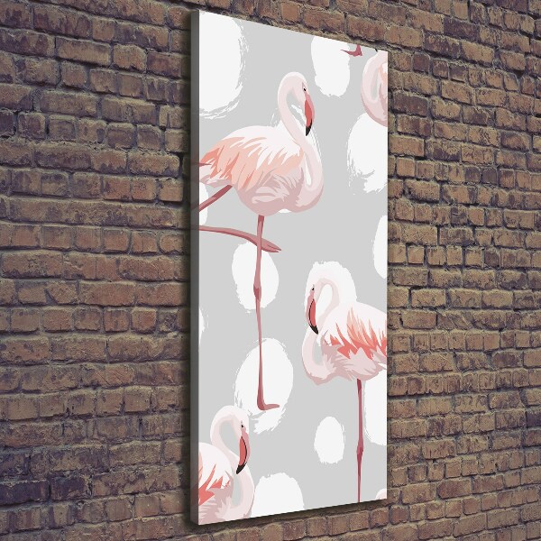 Picture canvas print Flamingos and dots