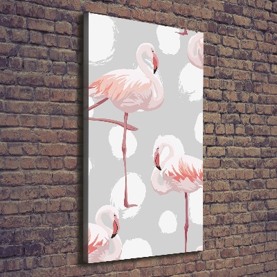 Picture canvas print Flamingos and dots