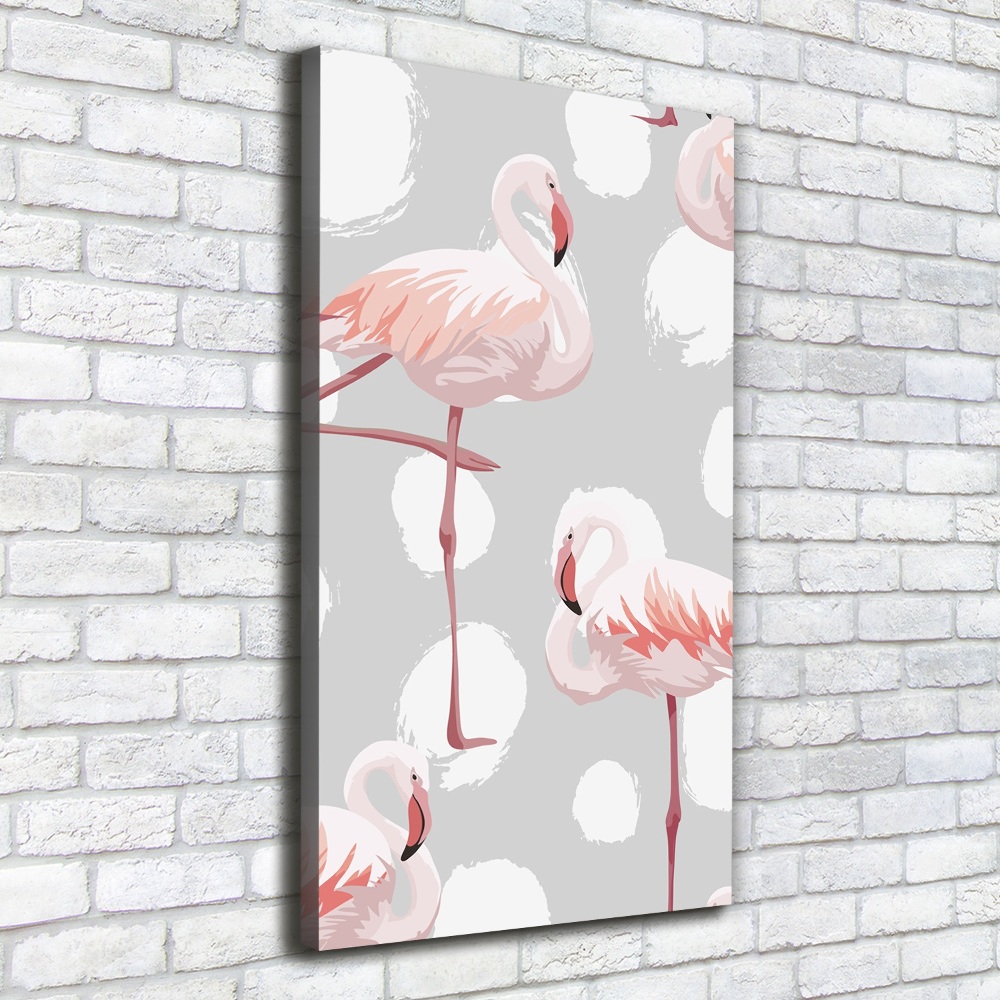 Picture canvas print Flamingos and dots