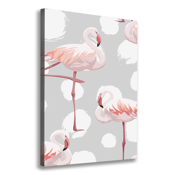 Picture canvas print Flamingos and dots