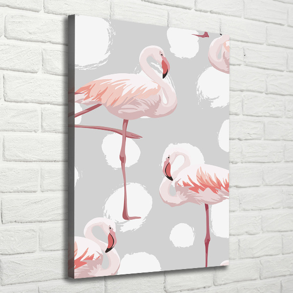 Picture canvas print Flamingos and dots