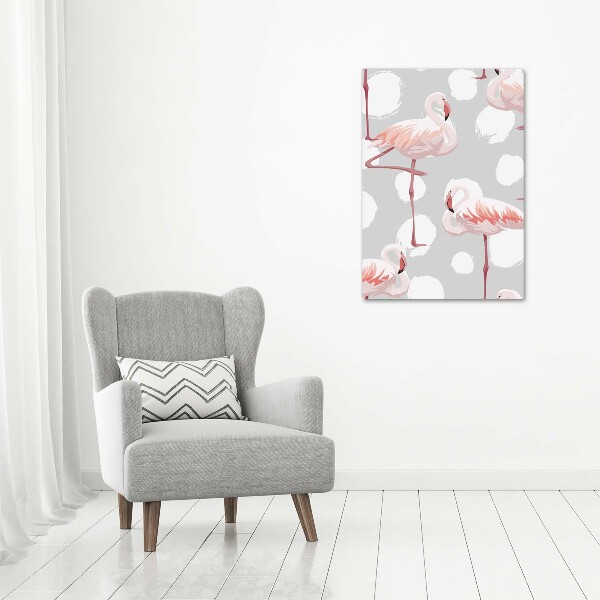 Picture canvas print Flamingos and dots