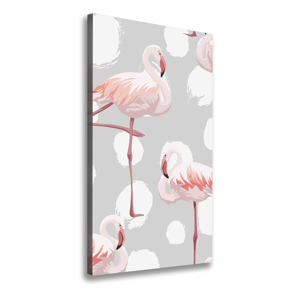 Picture canvas print Flamingos and dots