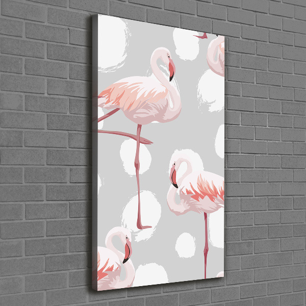 Picture canvas print Flamingos and dots