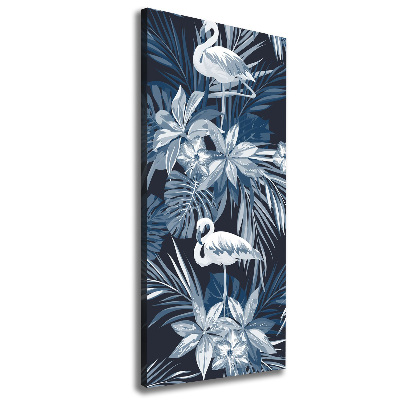 Wall art canvas Flowers and flamingos