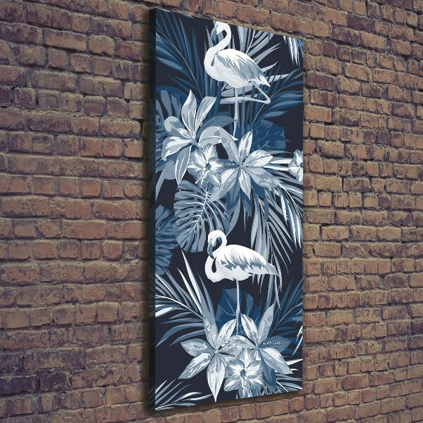 Wall art canvas Flowers and flamingos