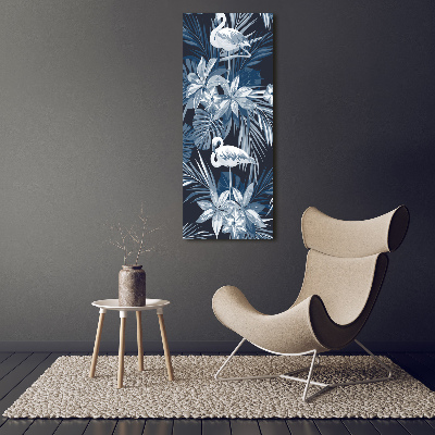 Wall art canvas Flowers and flamingos