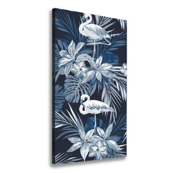 Wall art canvas Flowers and flamingos