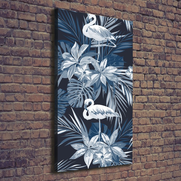 Wall art canvas Flowers and flamingos