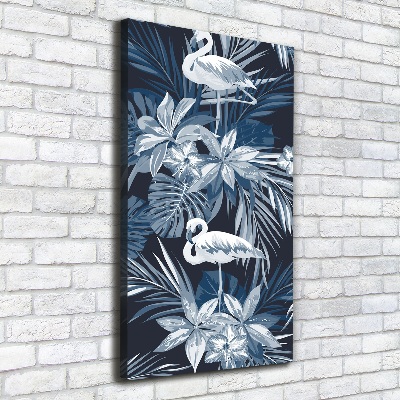 Wall art canvas Flowers and flamingos