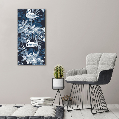 Wall art canvas Flowers and flamingos