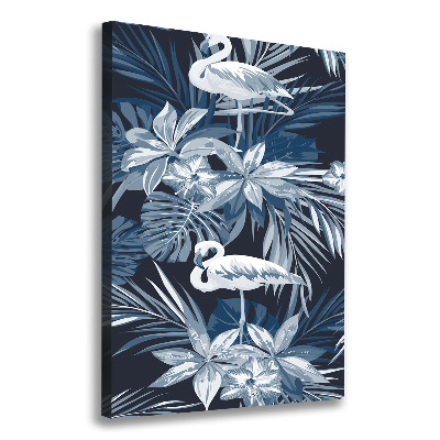 Wall art canvas Flowers and flamingos