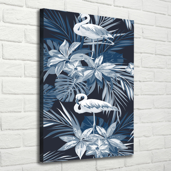 Wall art canvas Flowers and flamingos