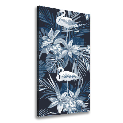 Wall art canvas Flowers and flamingos