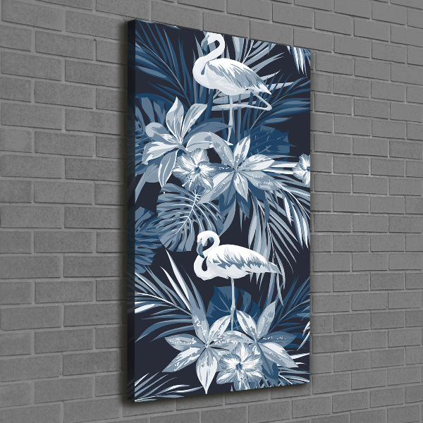 Wall art canvas Flowers and flamingos