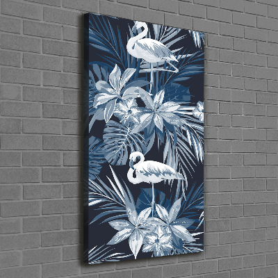 Wall art canvas Flowers and flamingos