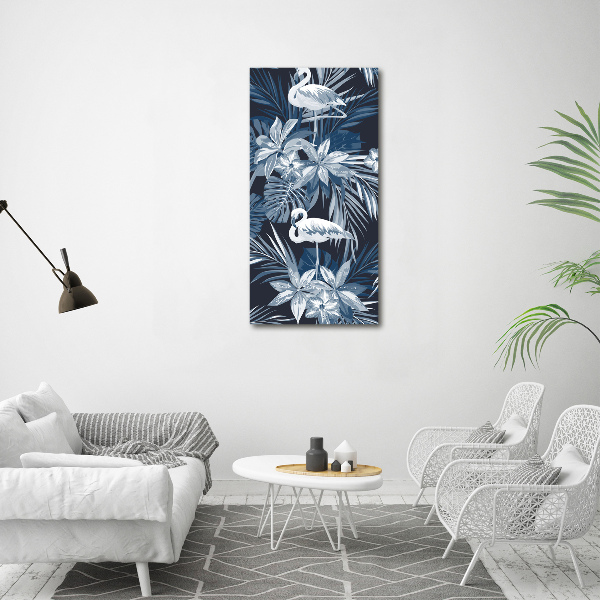 Wall art canvas Flowers and flamingos