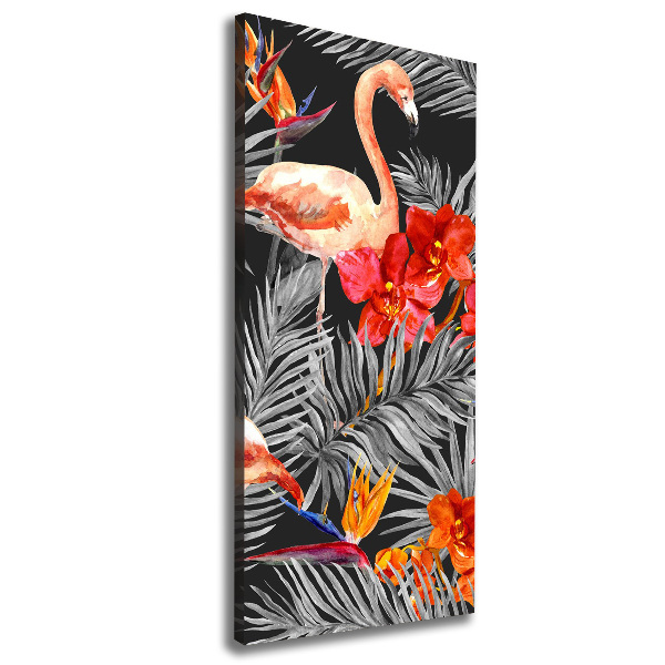 Picture canvas print Flamingos and flowers