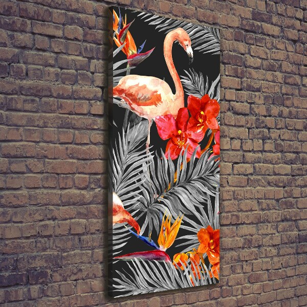 Picture canvas print Flamingos and flowers