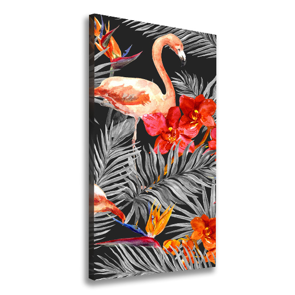 Picture canvas print Flamingos and flowers