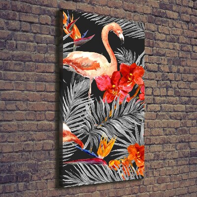 Picture canvas print Flamingos and flowers