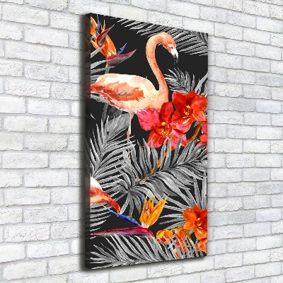 Picture canvas print Flamingos and flowers