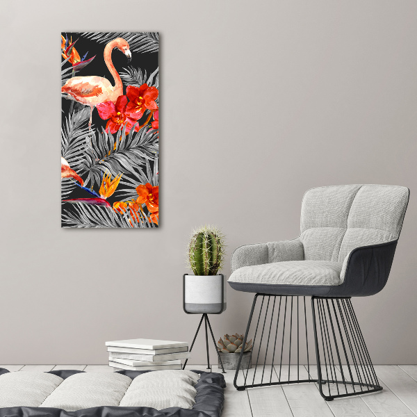 Picture canvas print Flamingos and flowers