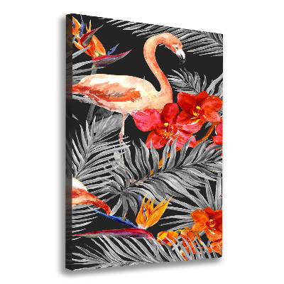 Picture canvas print Flamingos and flowers