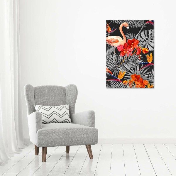 Picture canvas print Flamingos and flowers