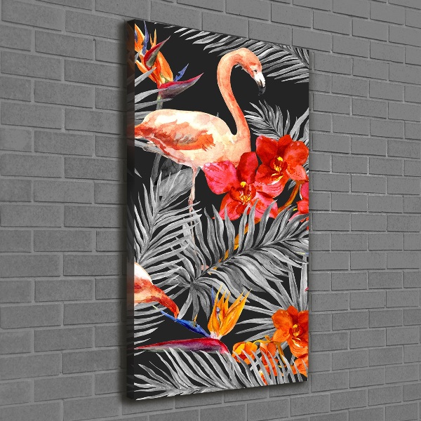 Picture canvas print Flamingos and flowers