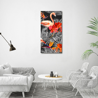 Picture canvas print Flamingos and flowers