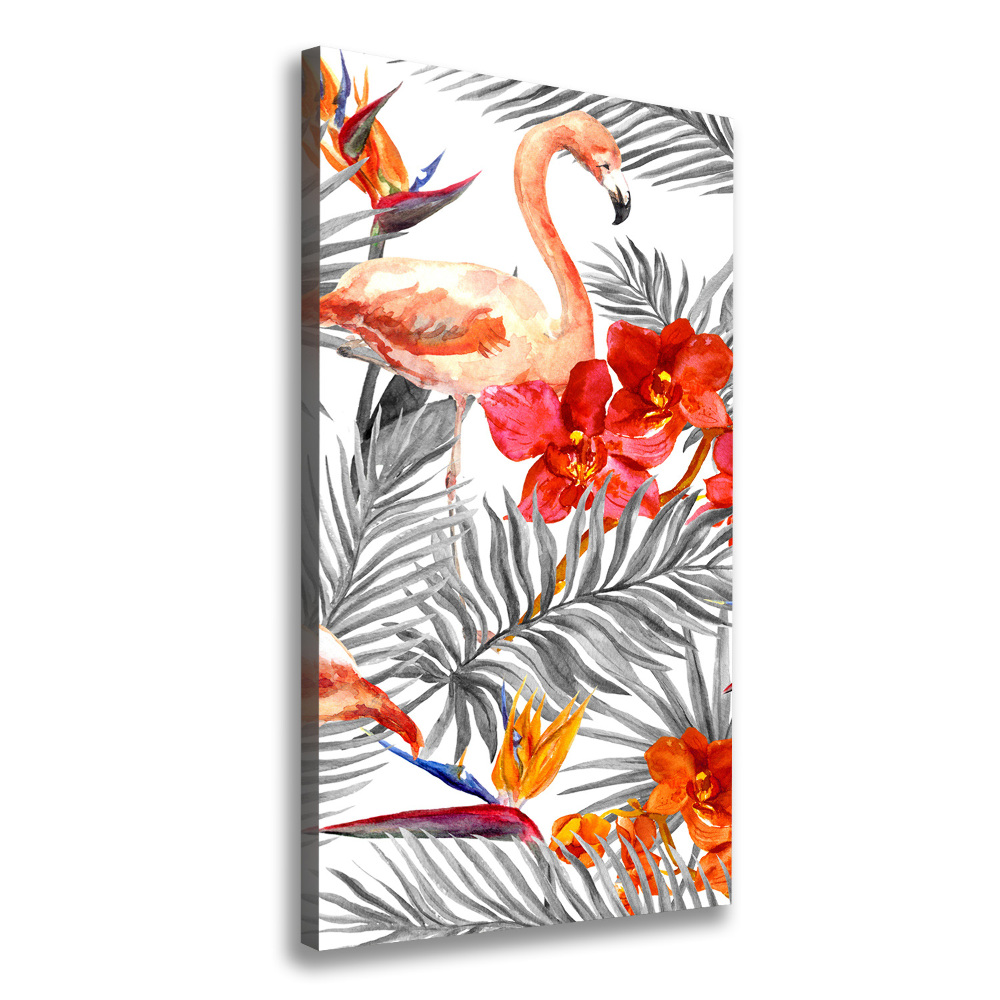 Picture canvas print Flamingos and flowers