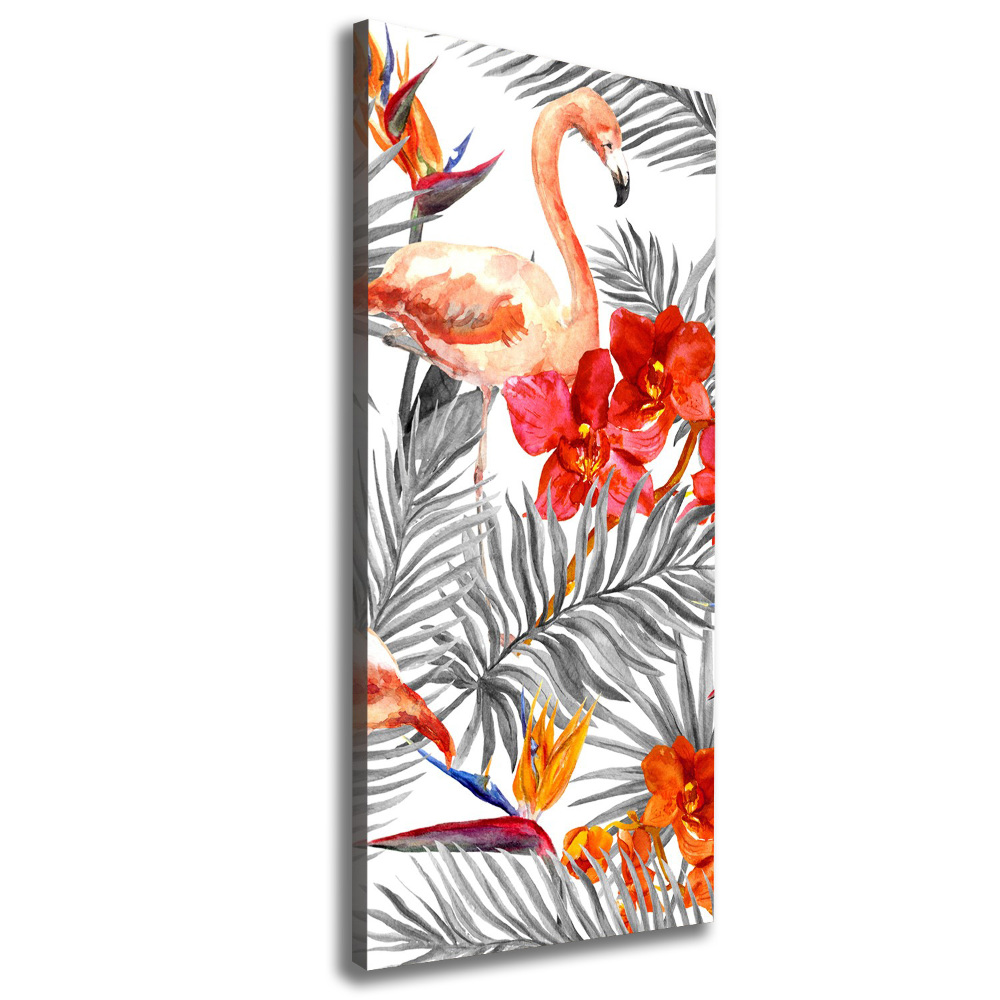 Picture canvas print Flamingos and flowers