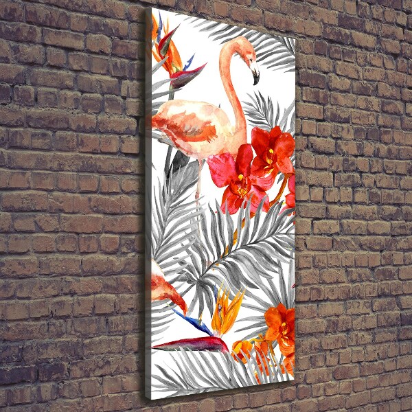 Picture canvas print Flamingos and flowers