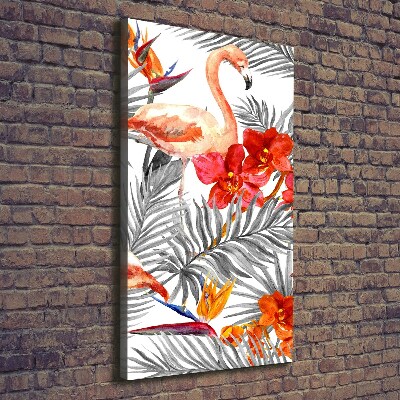 Picture canvas print Flamingos and flowers