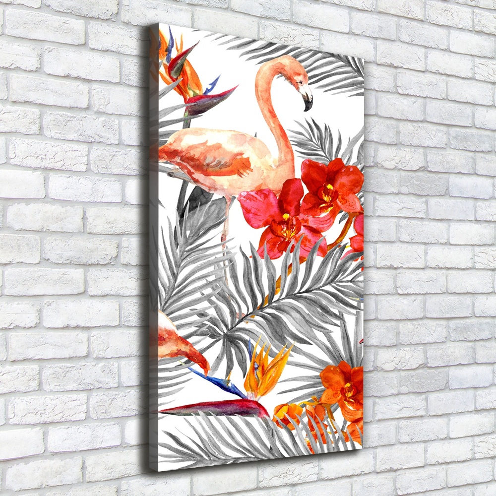 Picture canvas print Flamingos and flowers