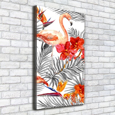 Picture canvas print Flamingos and flowers