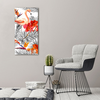 Picture canvas print Flamingos and flowers