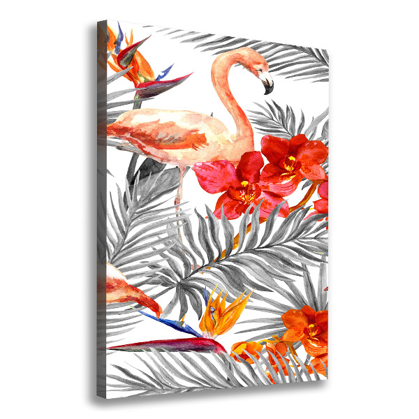 Picture canvas print Flamingos and flowers