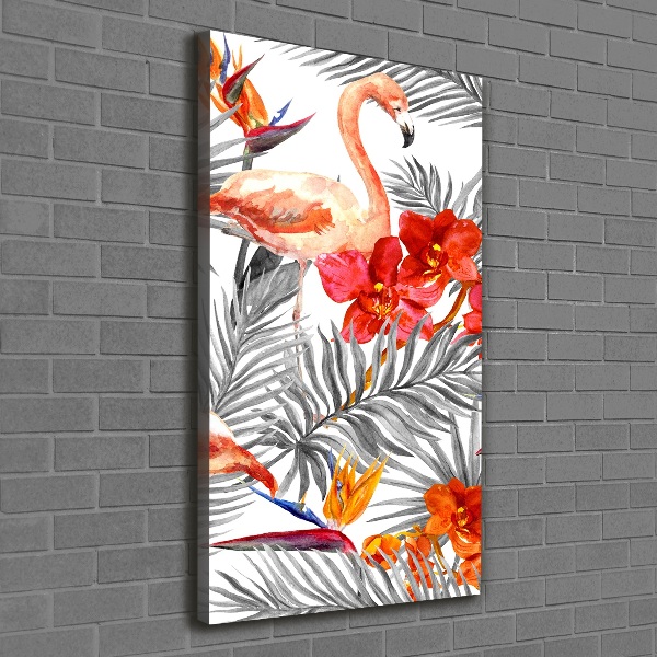 Picture canvas print Flamingos and flowers