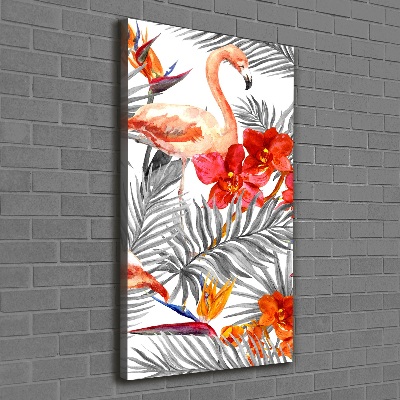 Picture canvas print Flamingos and flowers