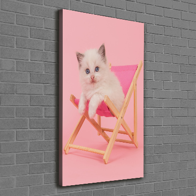 Canvas wall art Cat on a sun lounger