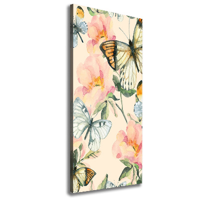 Picture canvas print Roses and butterflies