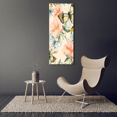 Picture canvas print Roses and butterflies