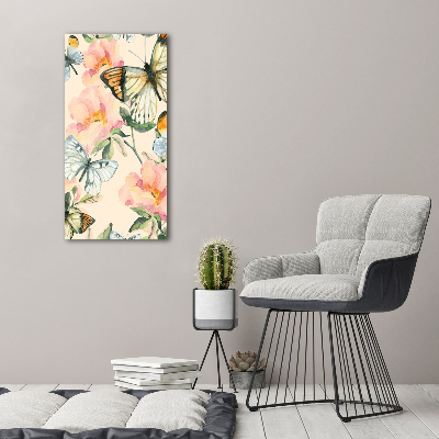 Picture canvas print Roses and butterflies