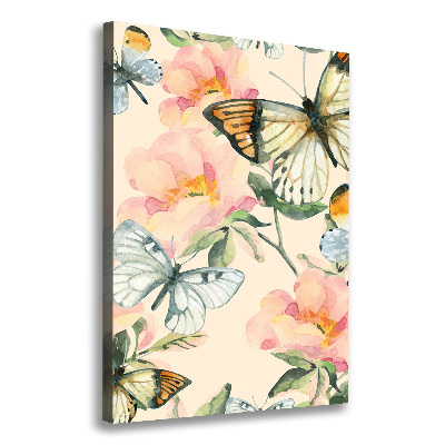 Picture canvas print Roses and butterflies