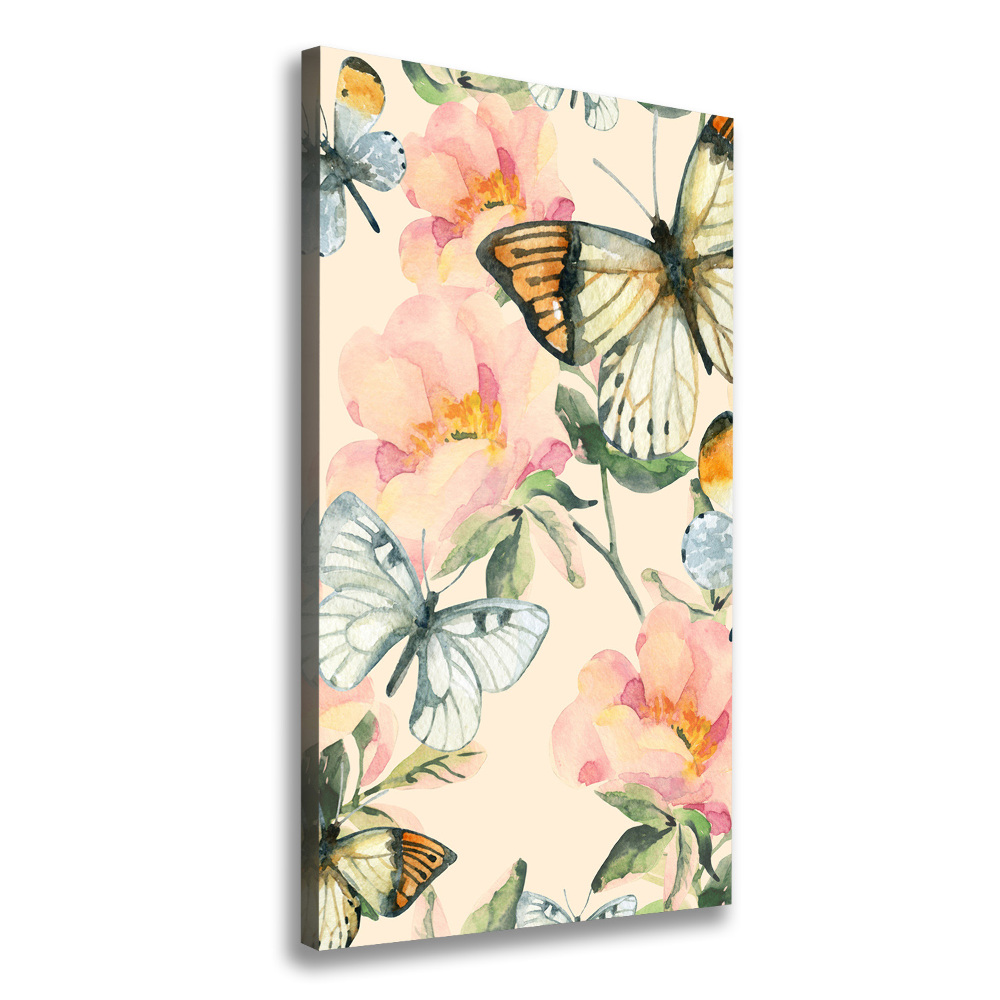 Picture canvas print Roses and butterflies