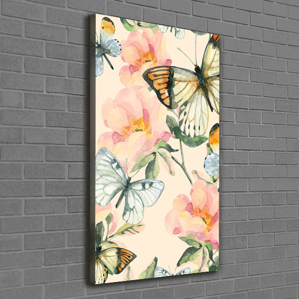 Picture canvas print Roses and butterflies